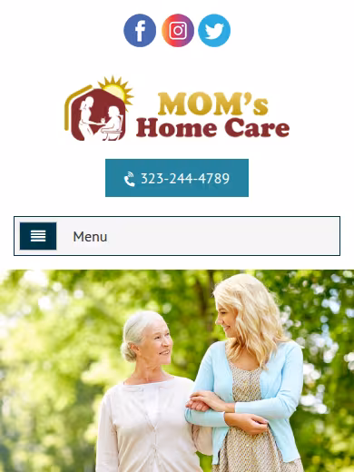 Mom's Home Care website