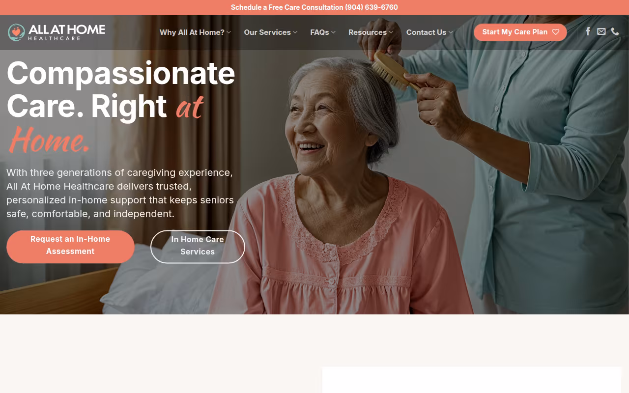 All At Home Healthcare website