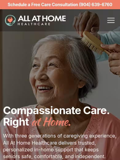 All At Home Healthcare website