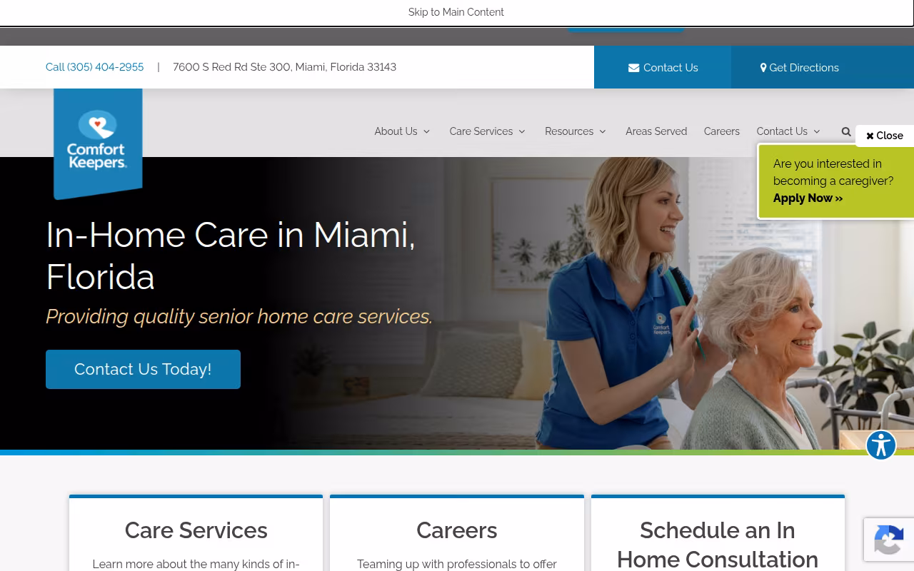 Comfort Keepers Home Care website