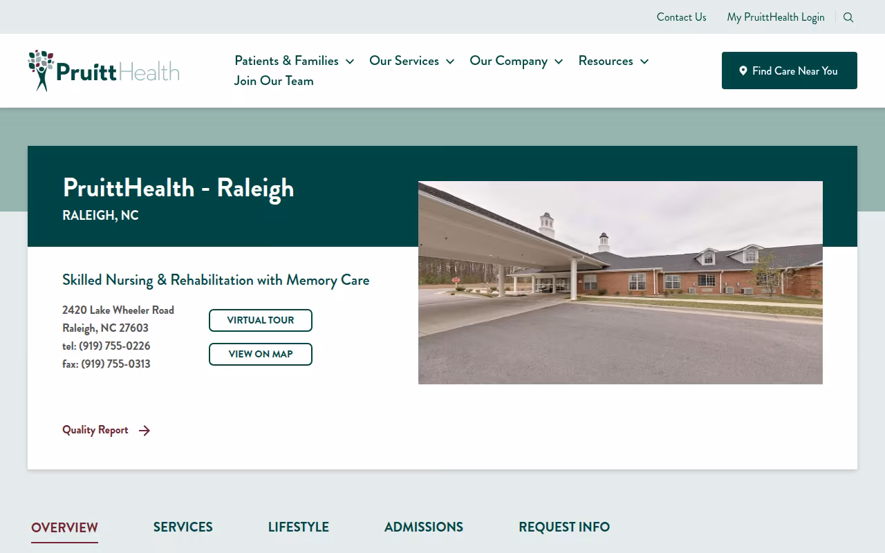 PruittHealth - Raleigh website