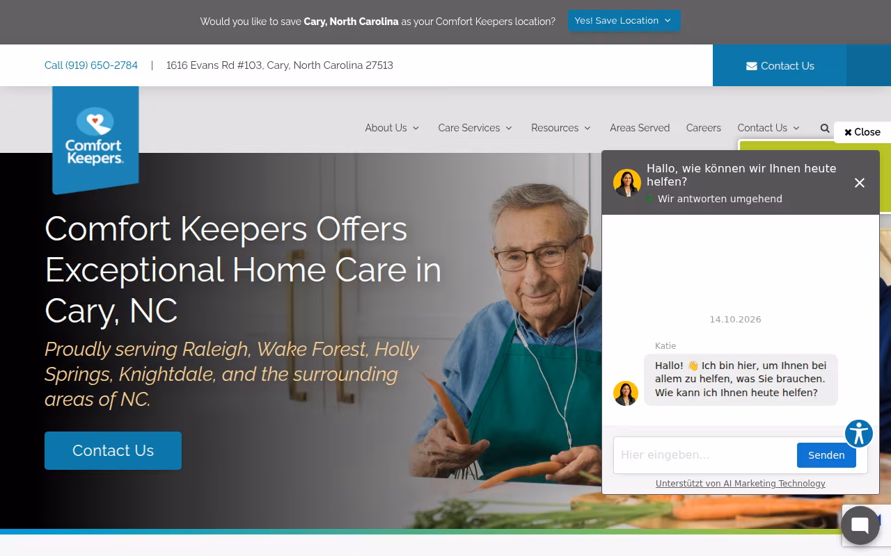 Comfort Keepers of Raleigh, NC website