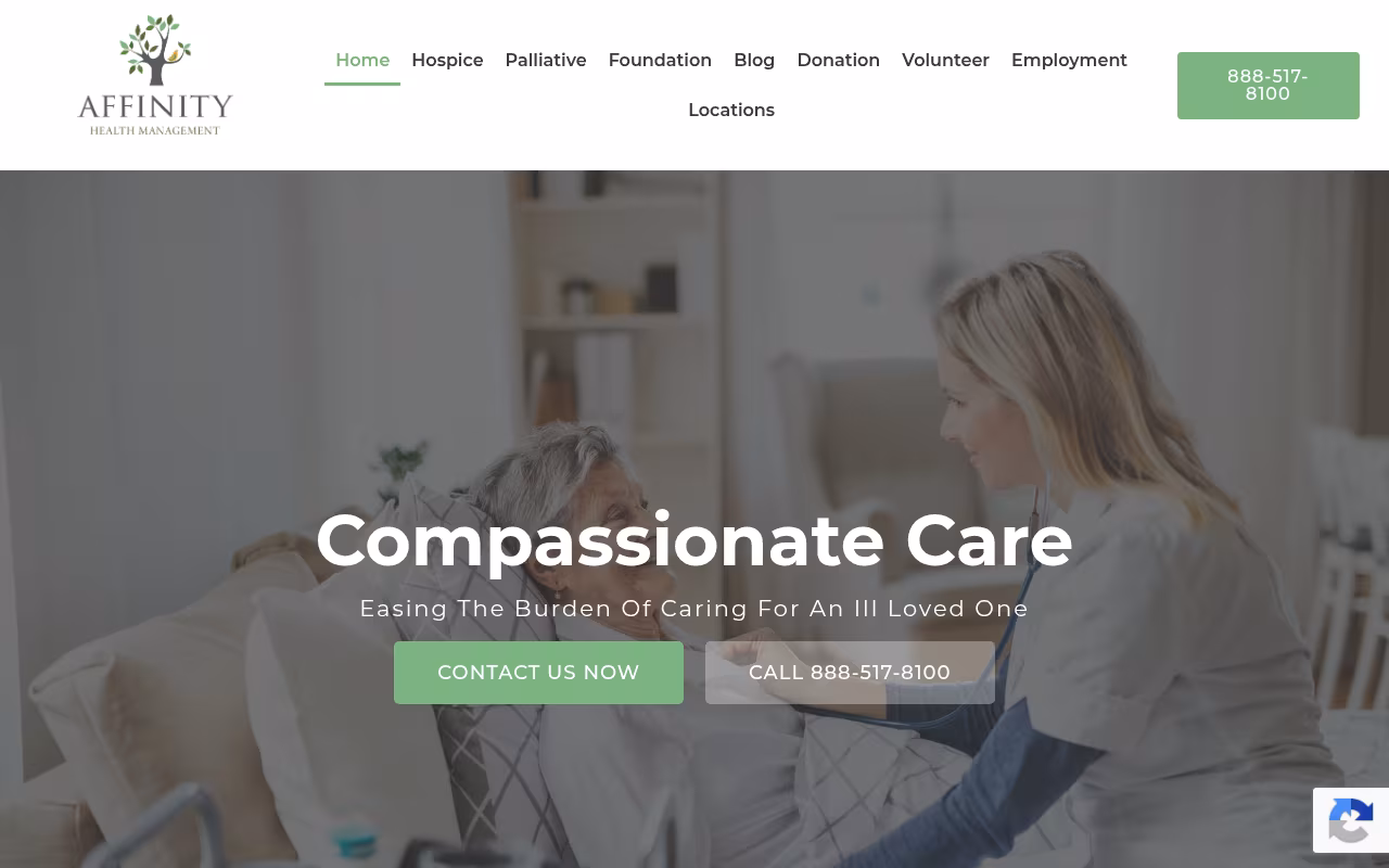 Affinity Care of Washington DC website