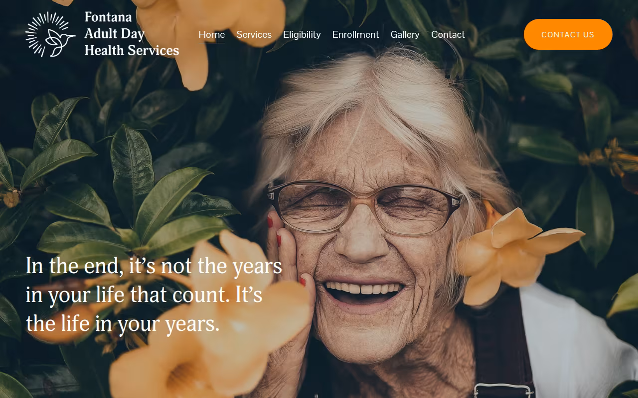 Fontana Adult Day Health Services (芳塔纳保健中心) website