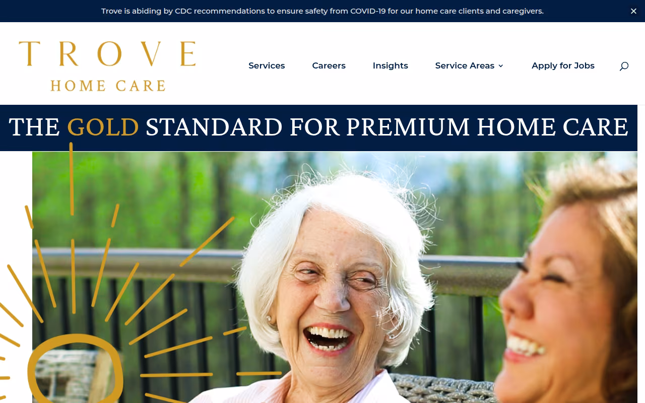 Trove Home Care website