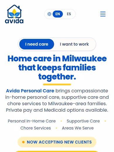 Avida Personal Care & Supportive Care website