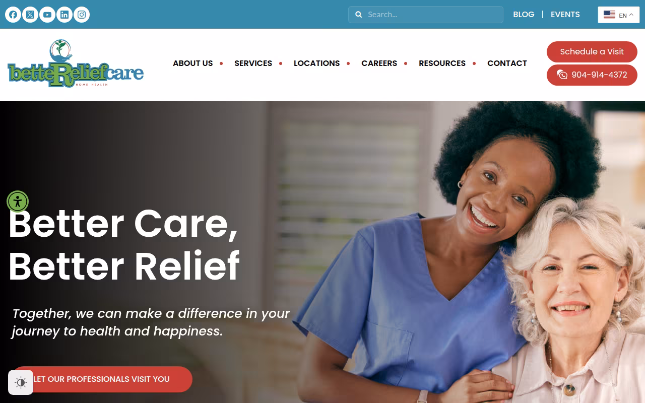 BetteRelief Care website