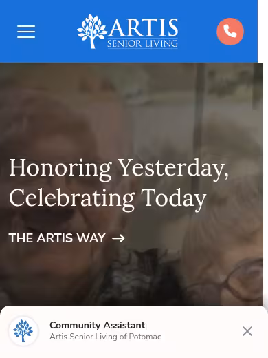 Artis Senior Living of Potomac website