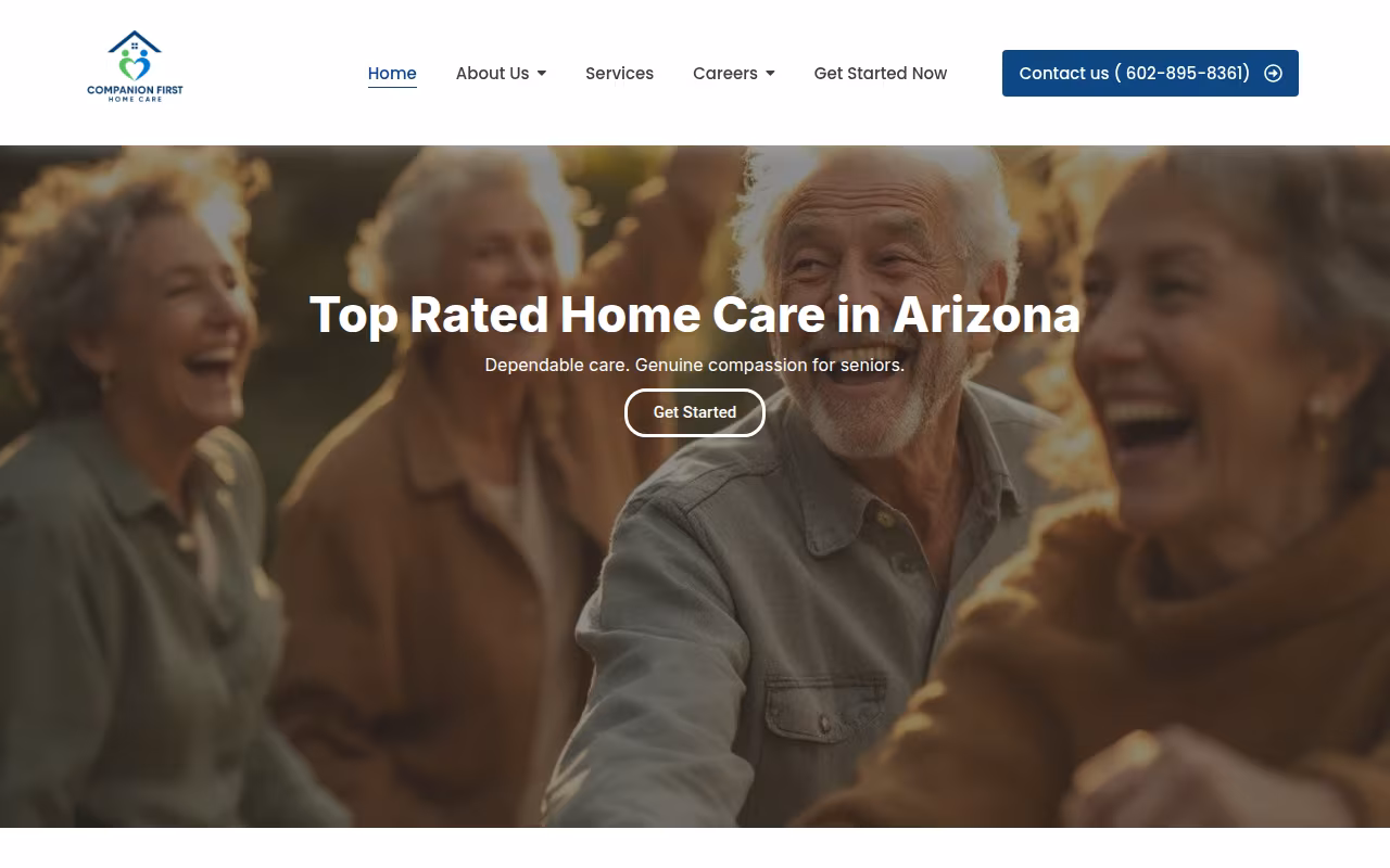 Companion First Home Care website