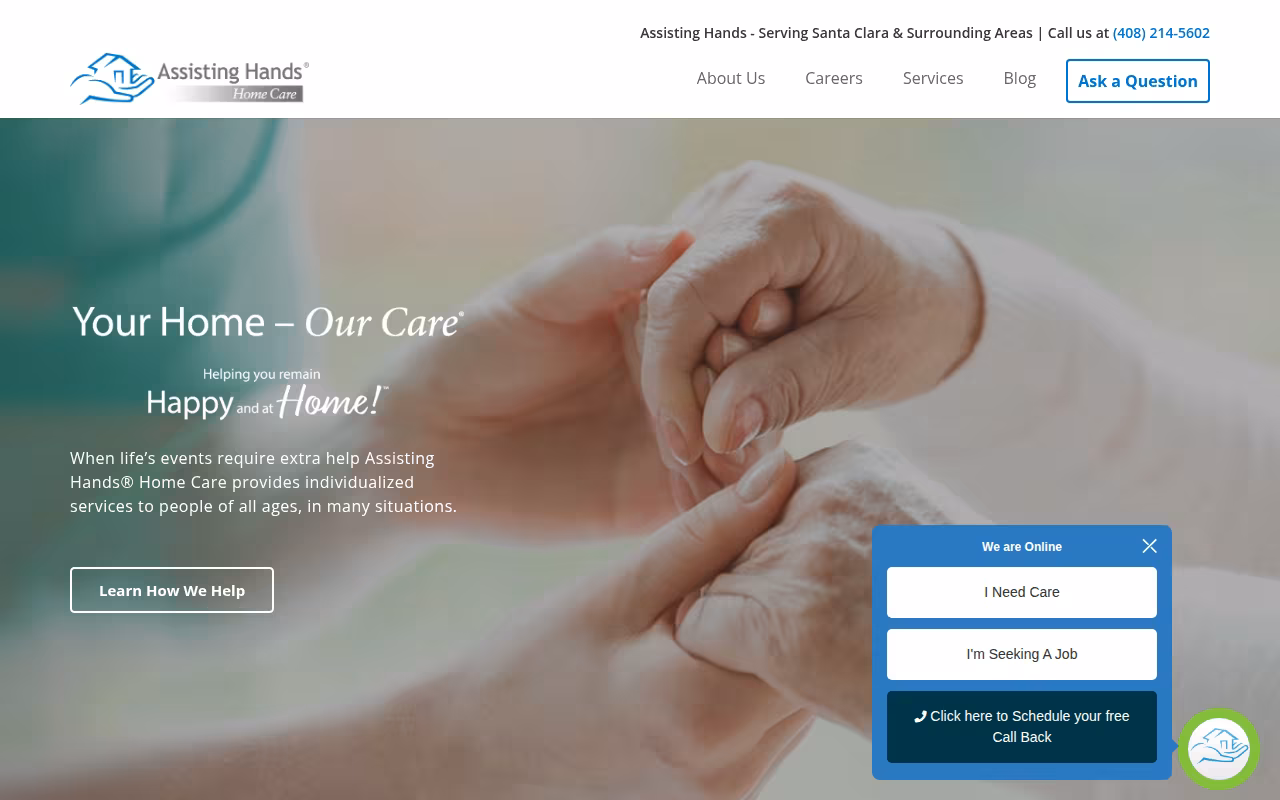 Assisting Hands Santa Clara website