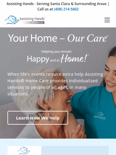 Assisting Hands Santa Clara website
