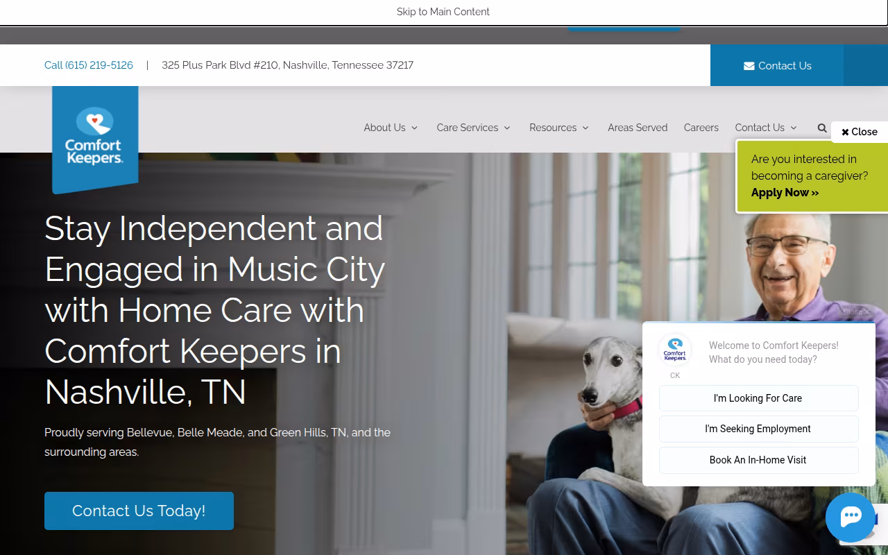 Comfort Keepers Home Care website
