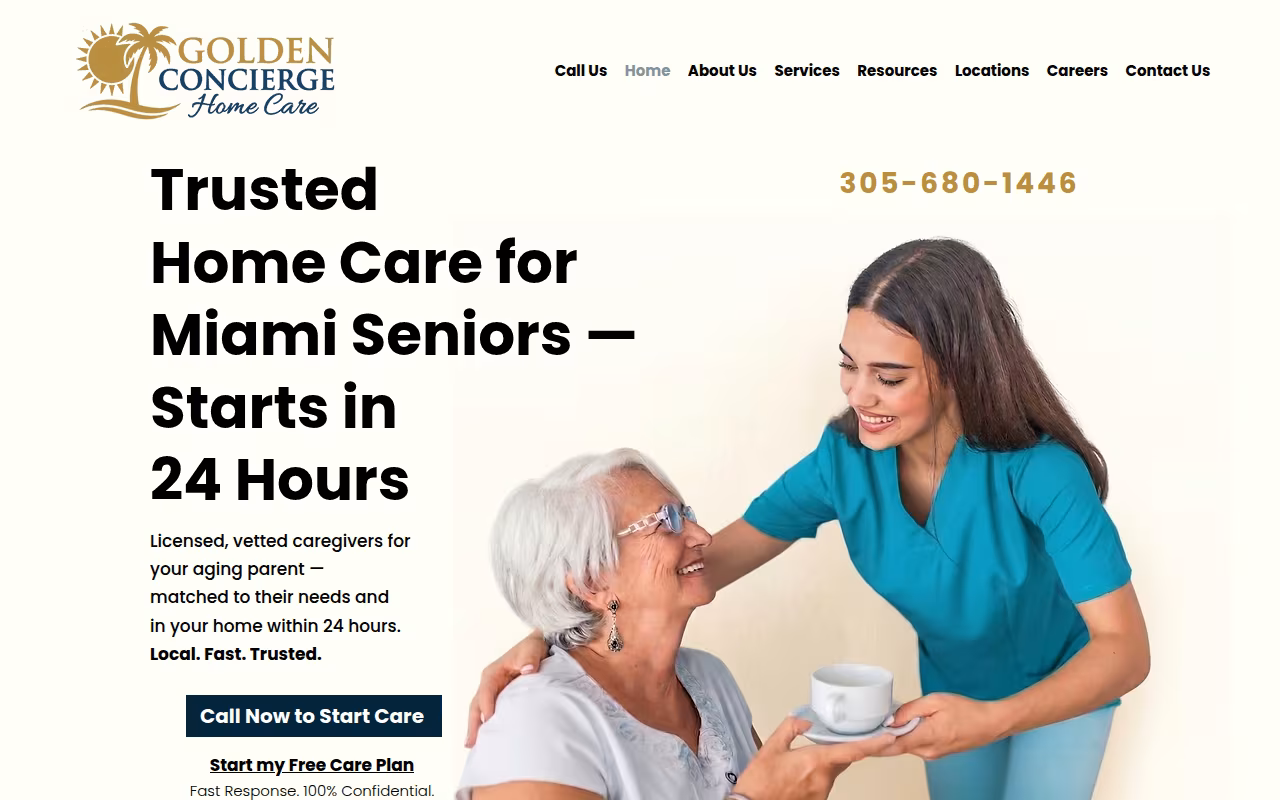 Golden Concierge Home Care website