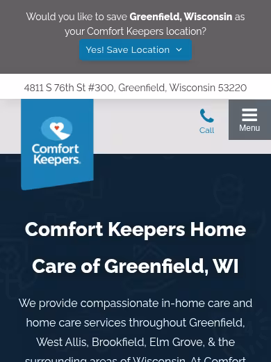 Comfort Keepers Home Care website