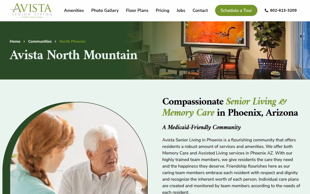Avista Senior Living North Mountain website