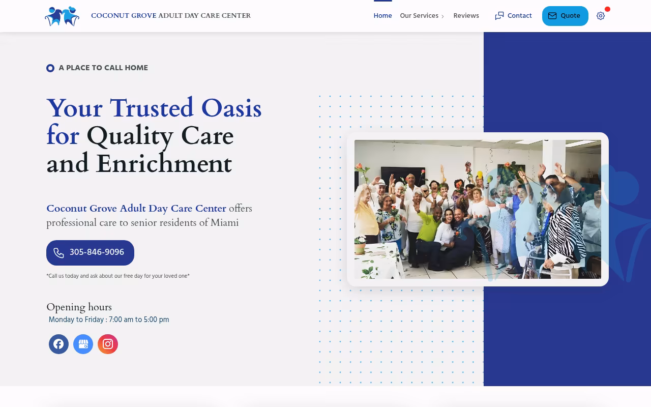 Coconut Grove Adult Day Care Center website