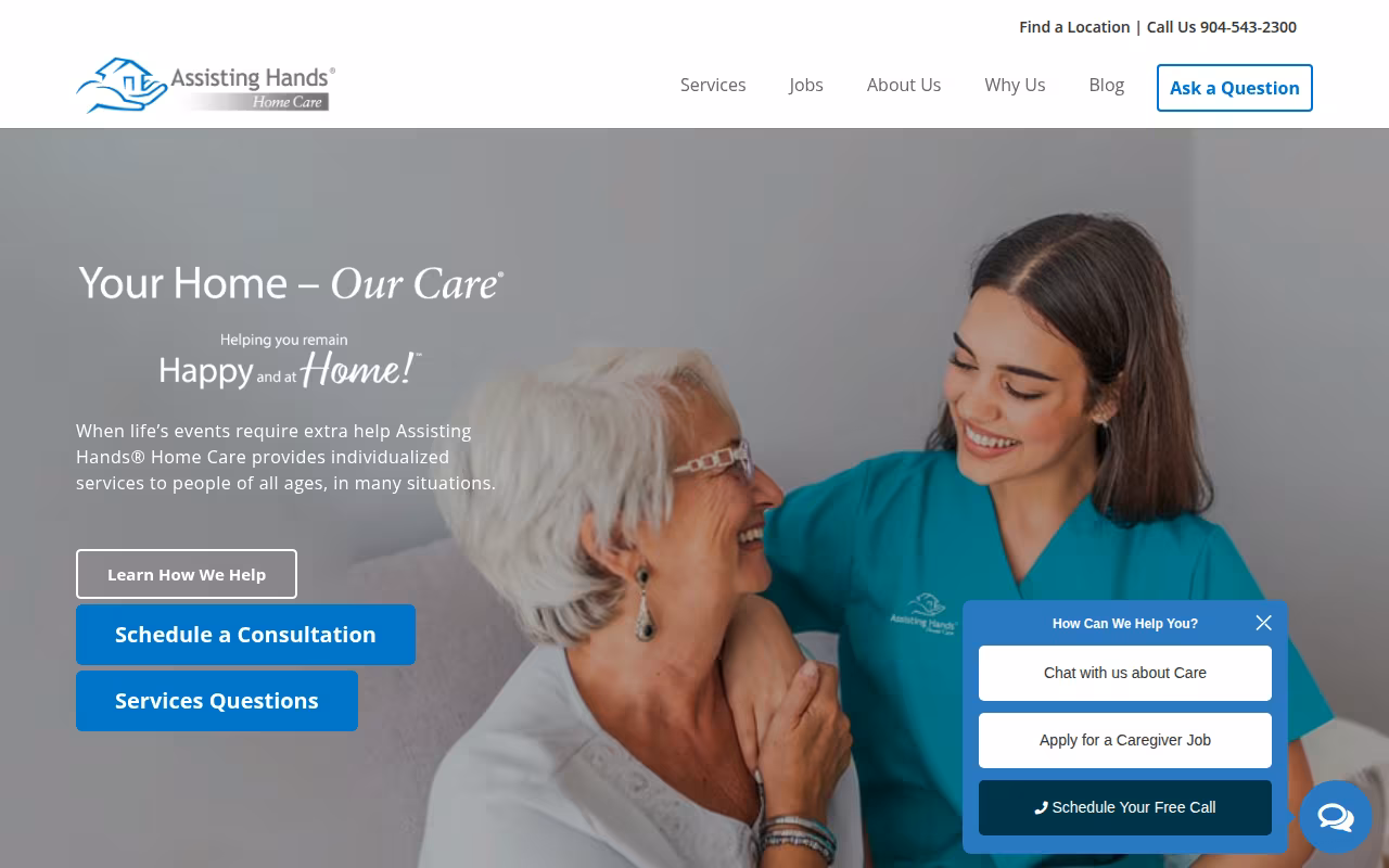 Assisting Hands Home Care website
