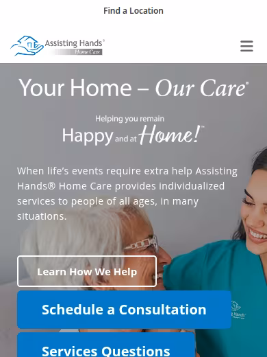 Assisting Hands Home Care website