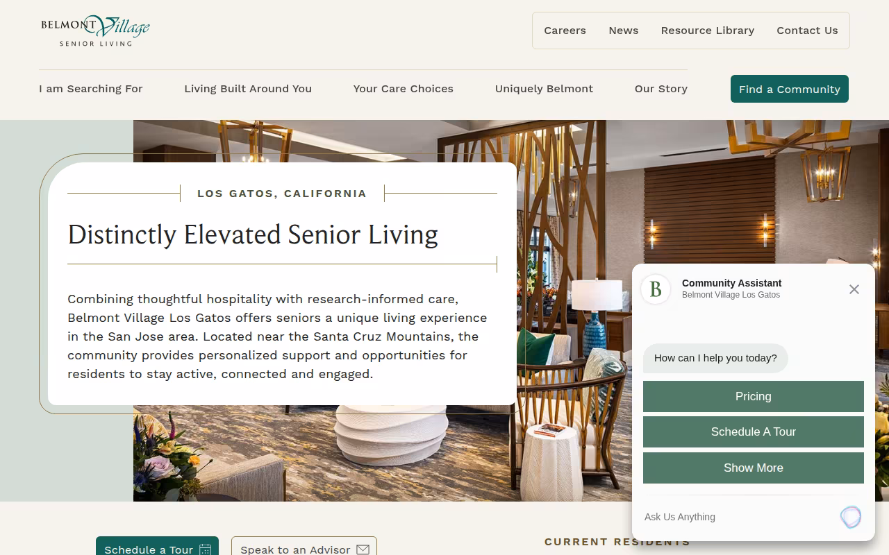 Belmont Village Senior Living Los Gatos website