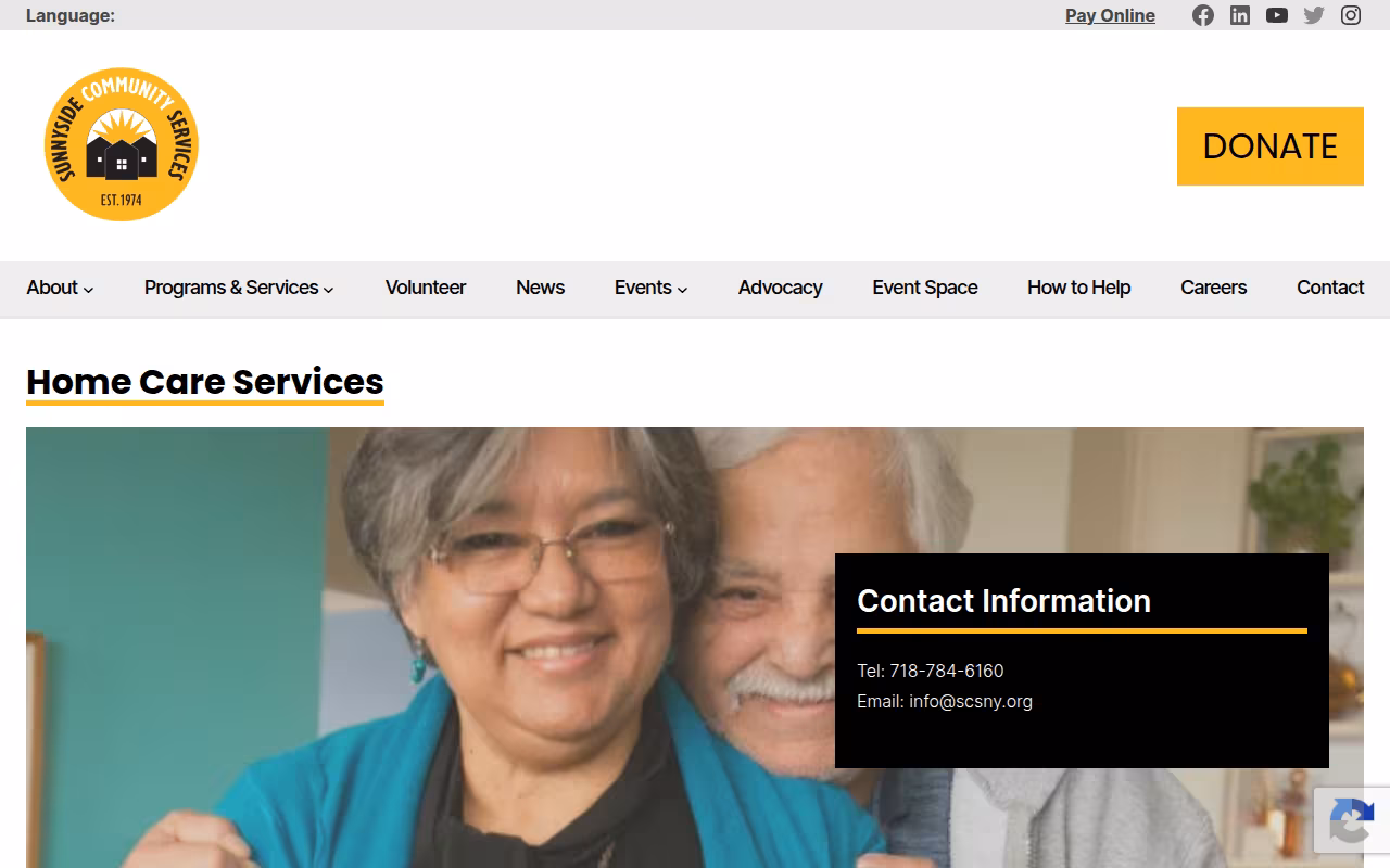 Home Care Services - Sunnyside Community Services, Inc. website