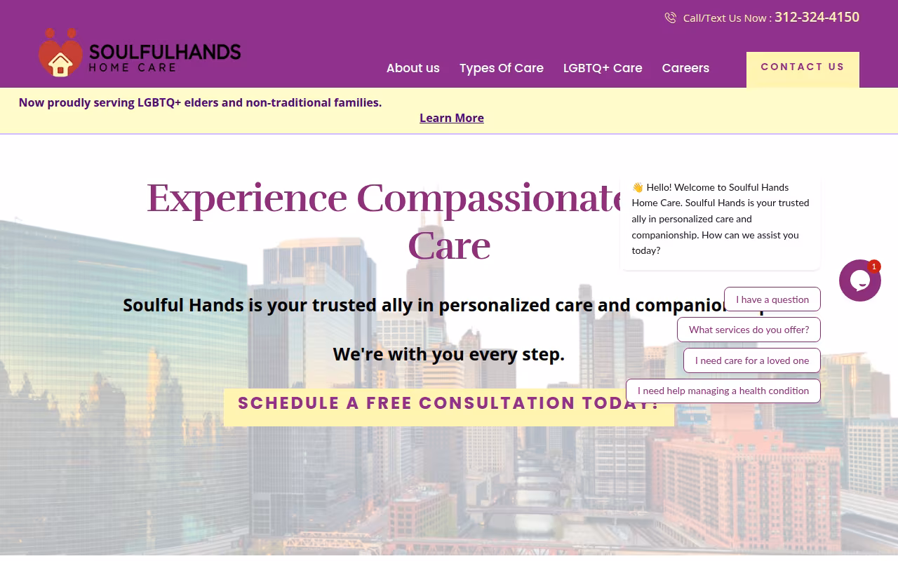 Soulful Hands Home Care website