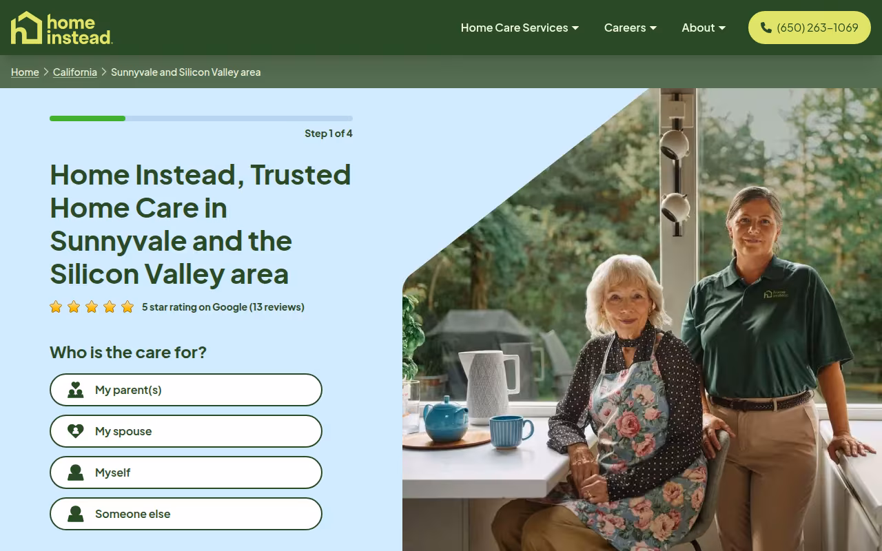 Home Instead, Home Care Services of Sunnyvale, CA website