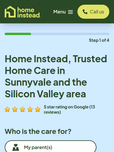 Home Instead, Home Care Services of Sunnyvale, CA website