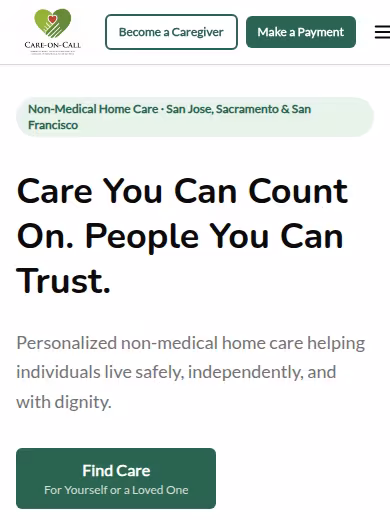 Care on Call In-Home Care website