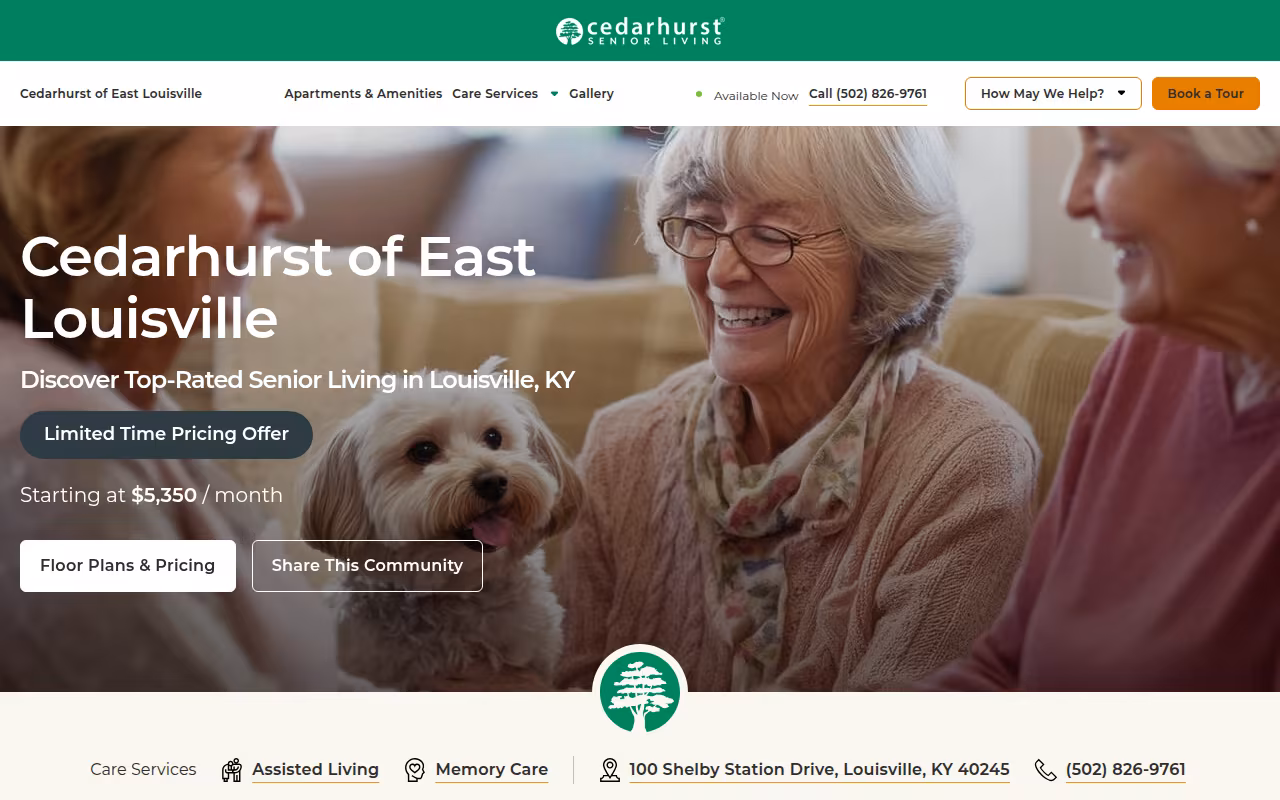 Cedarhurst Senior Living of East Louisville website