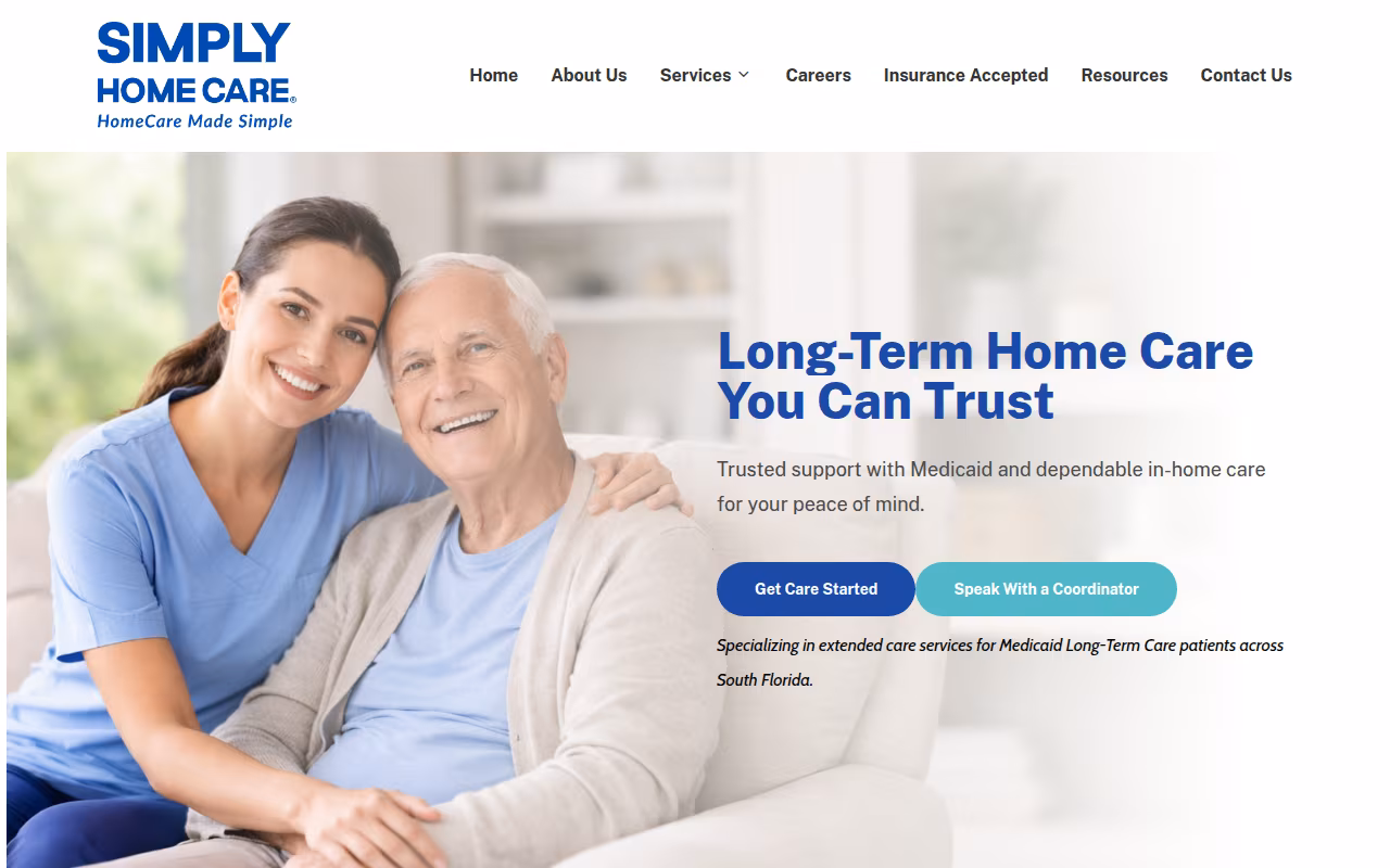 Simply Home Care - Miami website