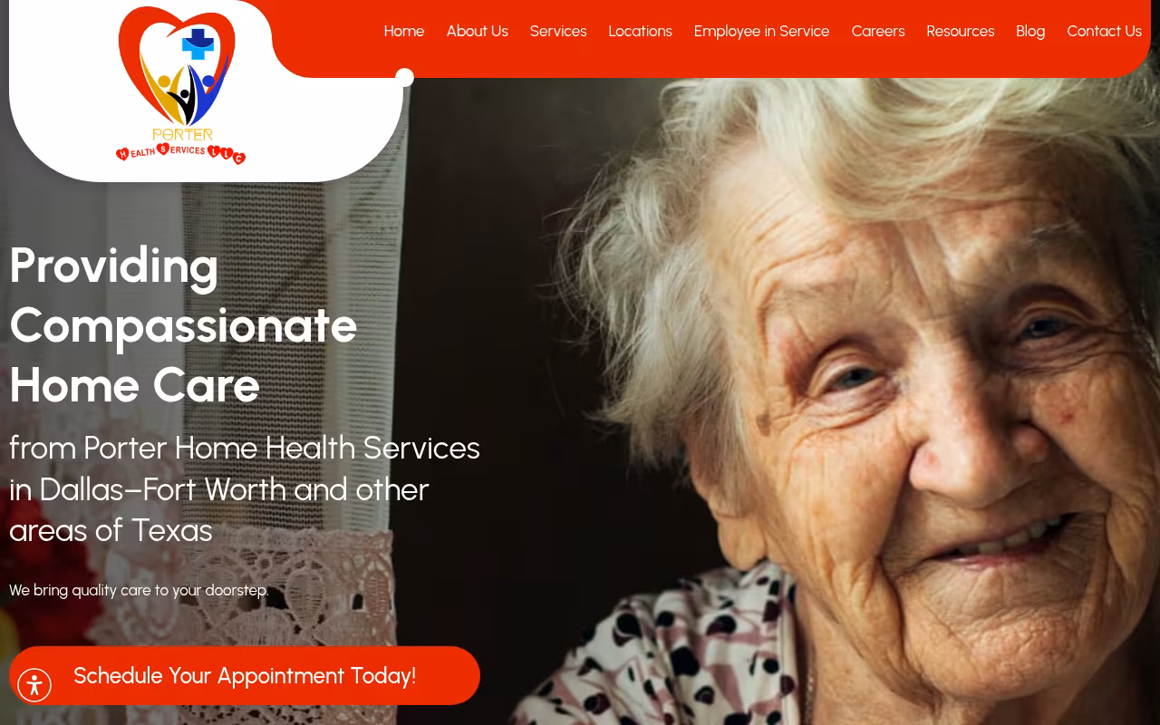 Porter Home health Care Services website