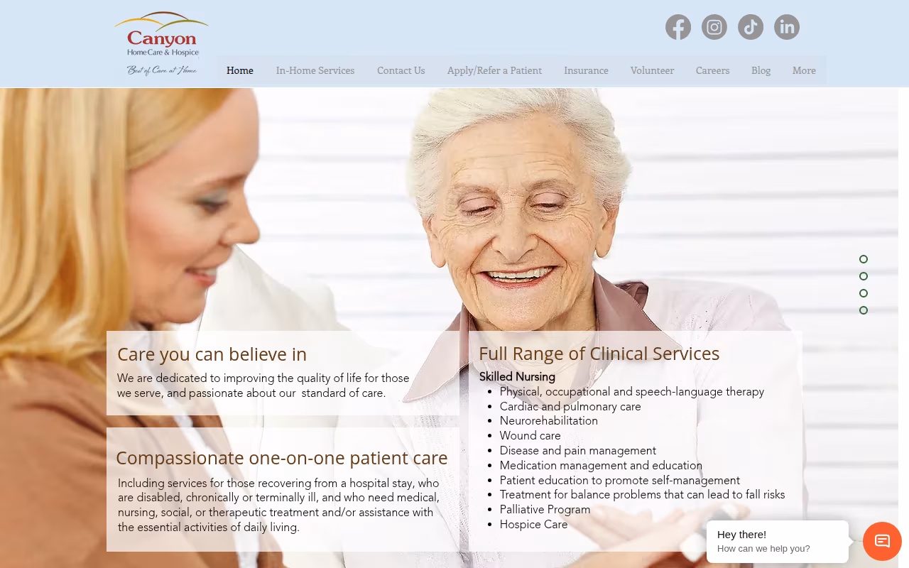 Canyon Home Care & Hospice website