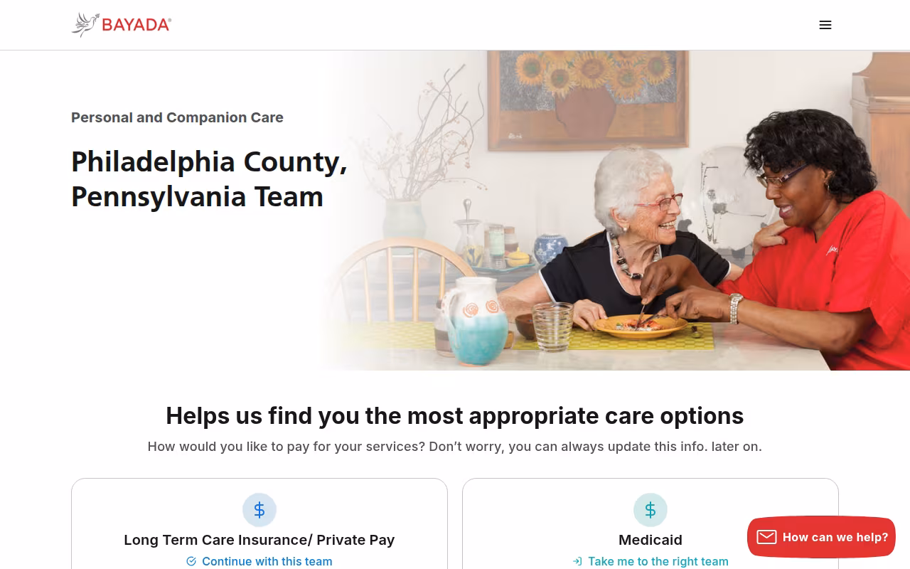 BAYADA Assistive Care website