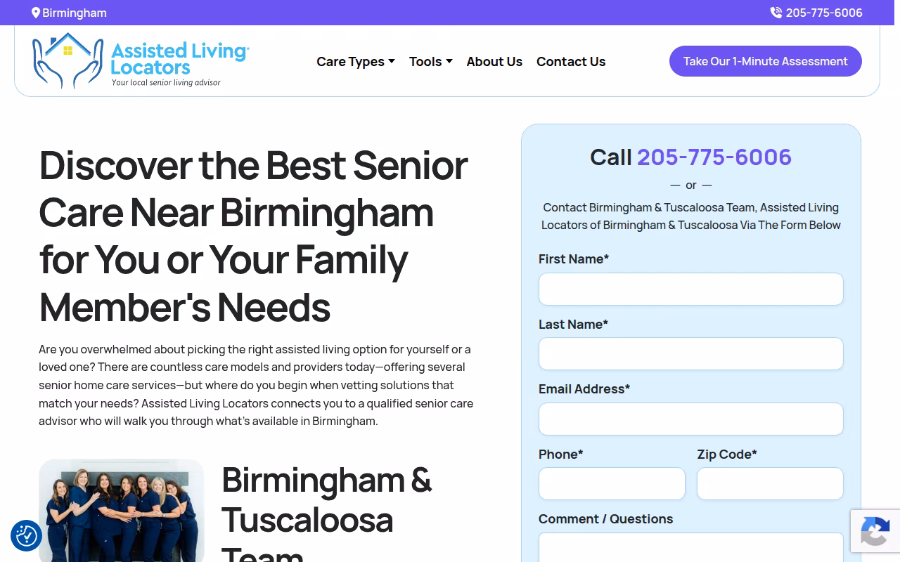 Assisted Living Locators of Birmingham & Tuscaloosa website