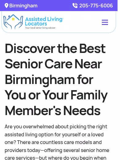 Assisted Living Locators of Birmingham & Tuscaloosa website
