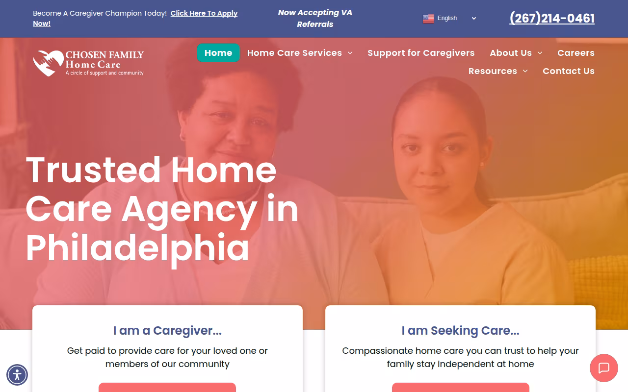 Chosen Family Home Care website