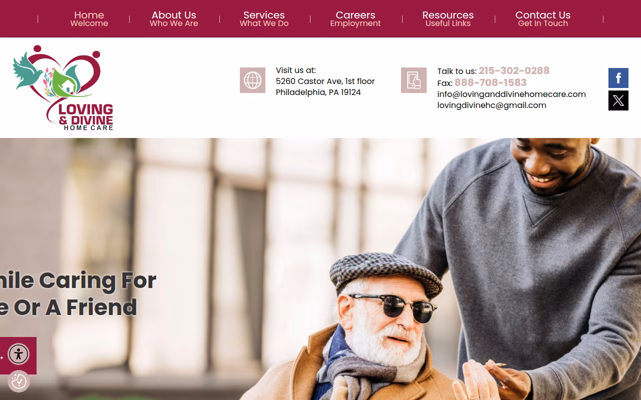 Loving & Divine Home Care website