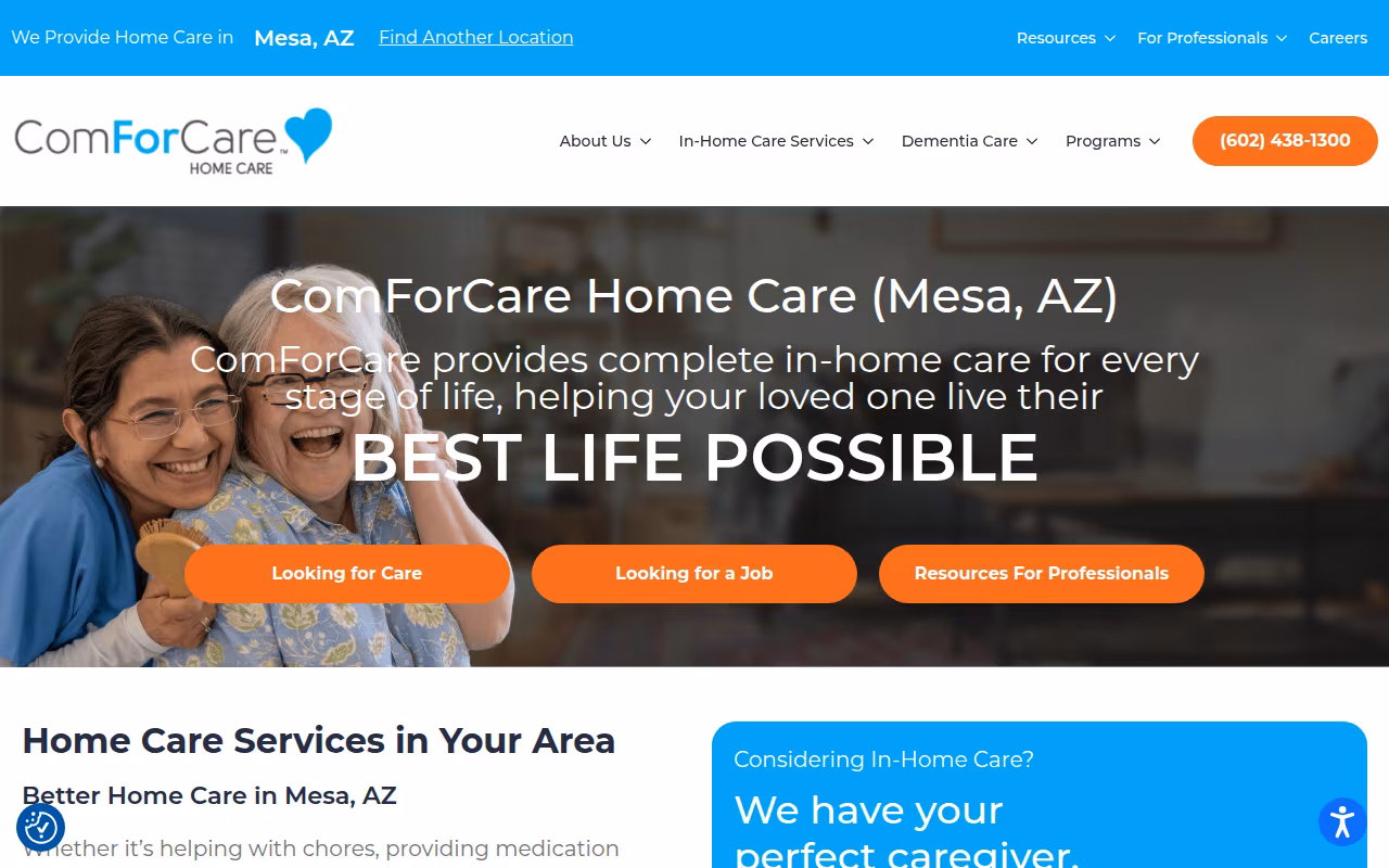 ComForCare Home Care website