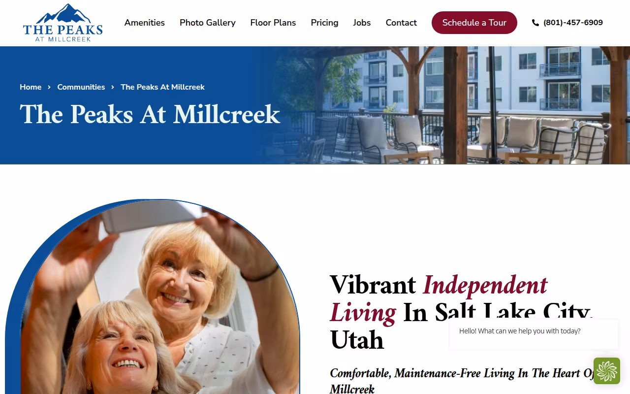 The Peaks at Millcreek website