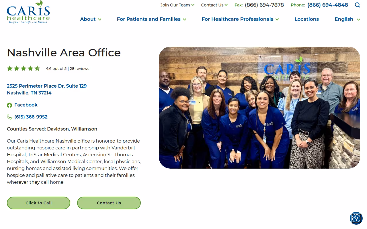 Caris Healthcare website