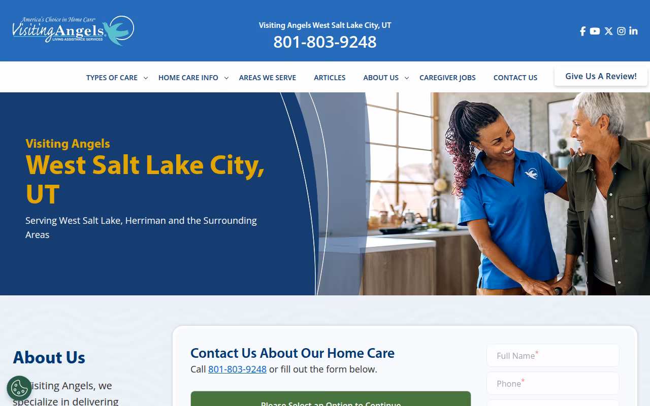 Visiting Angels Senior Home Care website