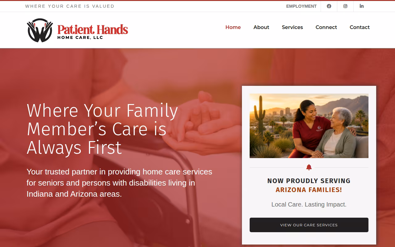 Patient Hands Home Care, LLC website