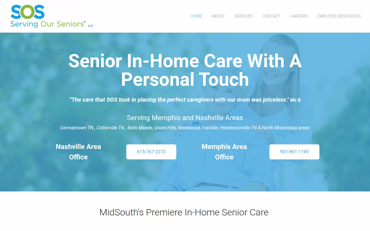 SOS, Serving Our Seniors website