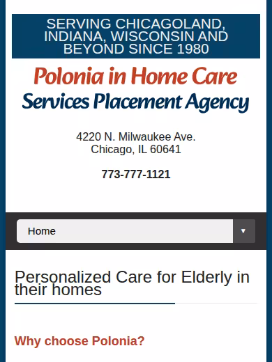 Polonia In Home Care Services Placement Agency website