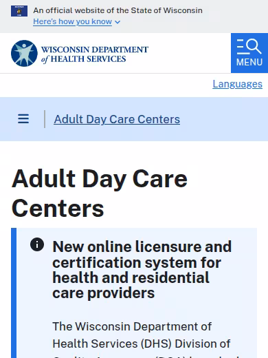 Adult Day Services Of Wisconsin website