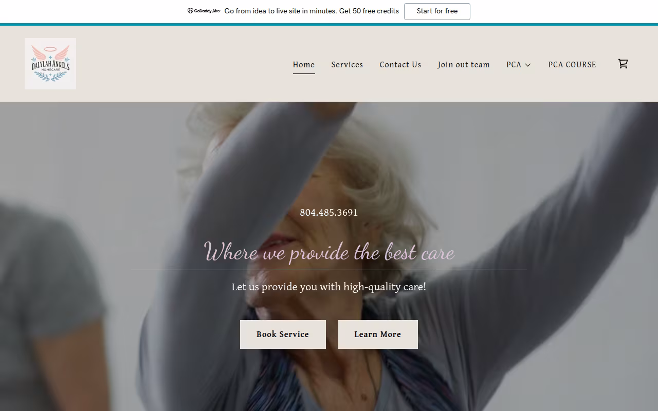 Dalylah Angels Homecare website