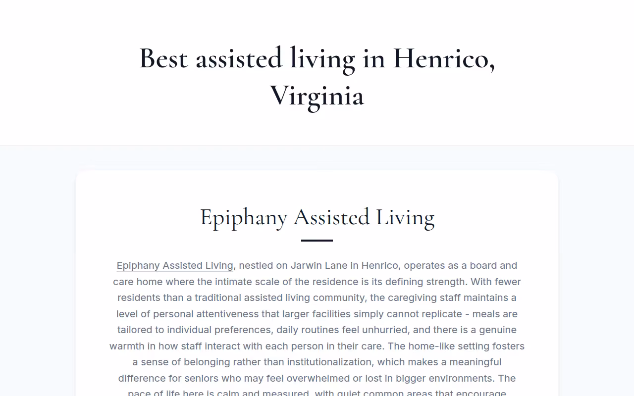 Epiphany Assisted Living LLC website