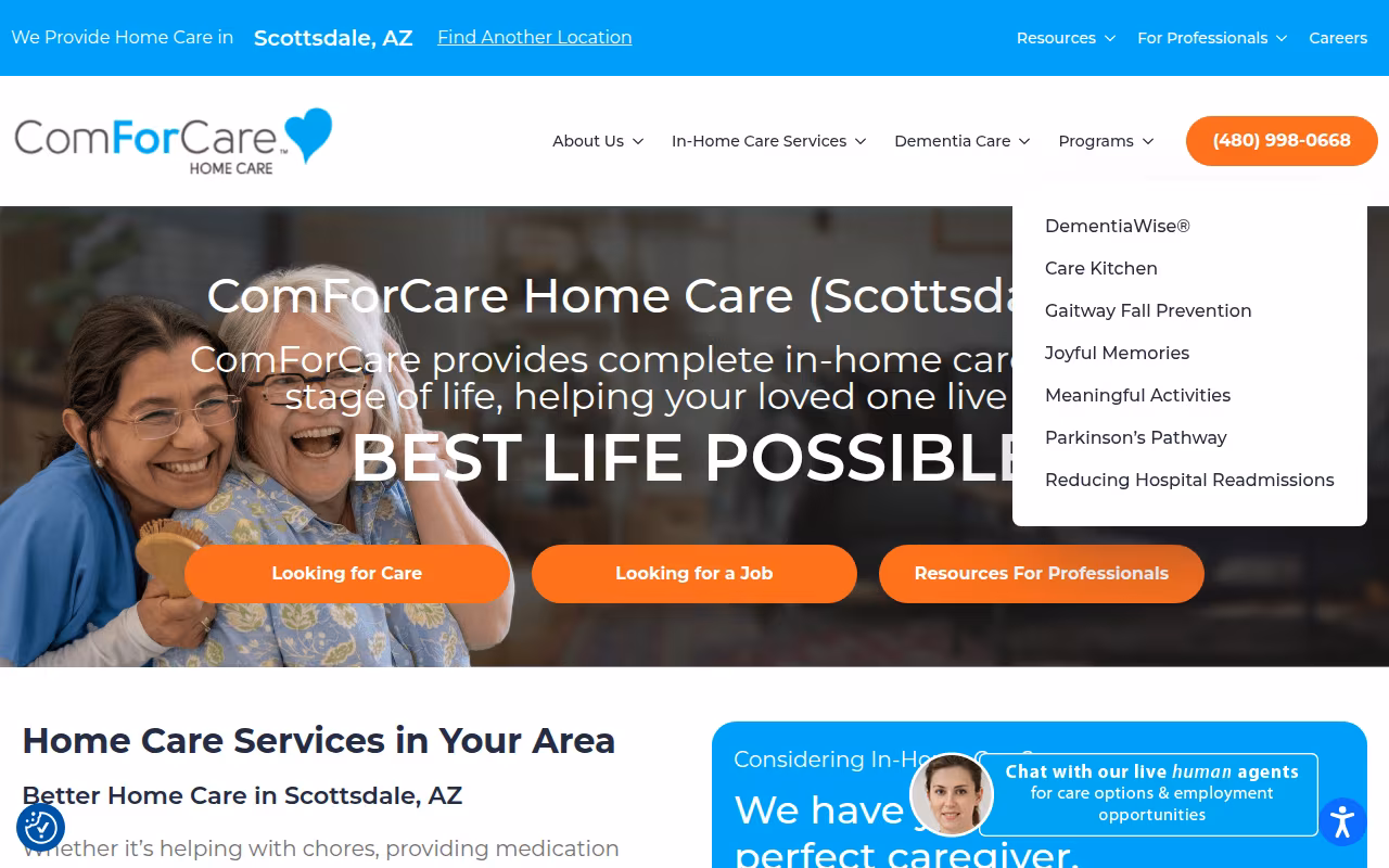 ComForCare Home Care website