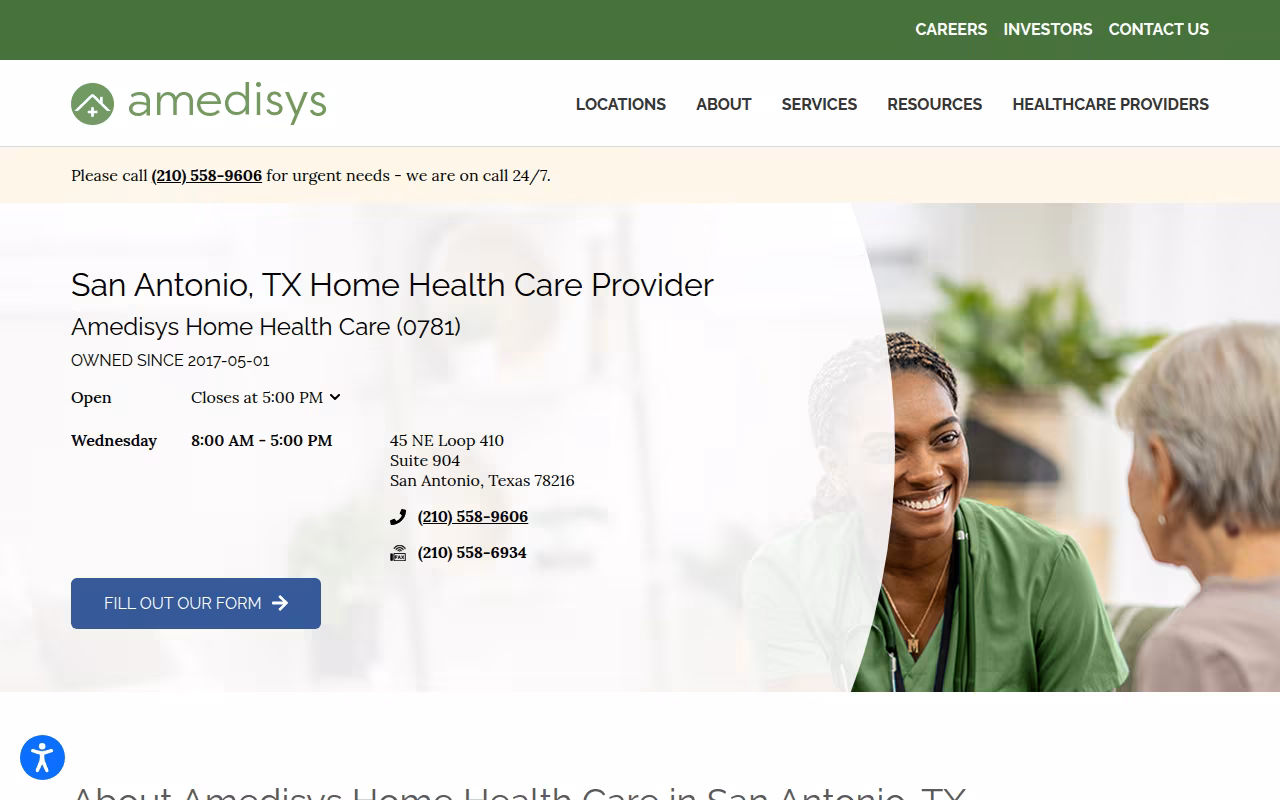 Amedisys Home Health Care website