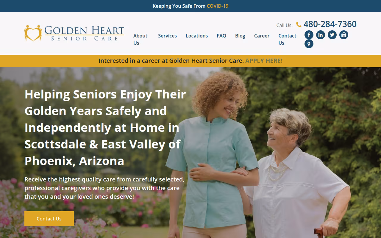 Golden Heart Senior Care website